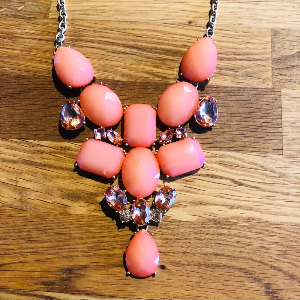 Coral Gem Statement Necklace